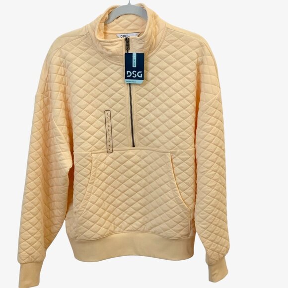 Women’s Quilted ½ Zip Pullover Stitched Athleisure Sweater - DSG -Yellow-L- NWT - Picture 2 of 12